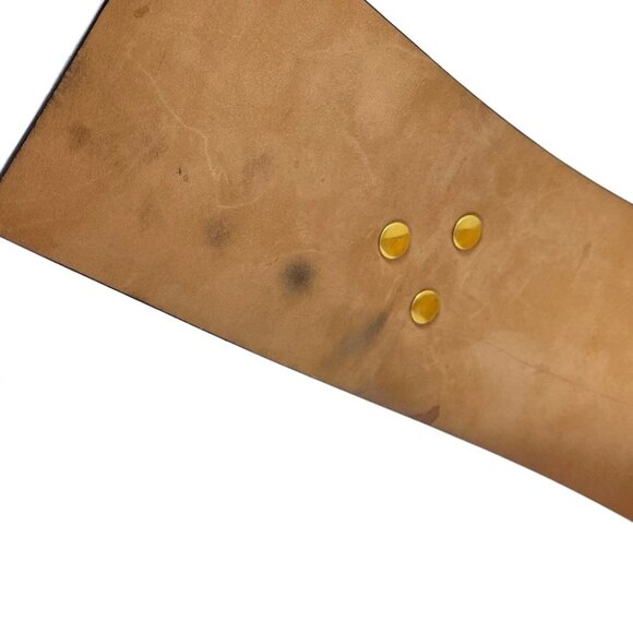 Auth GUCCI - 201799 Black Gold Leather Hardware Belt - Picture 2 of 6